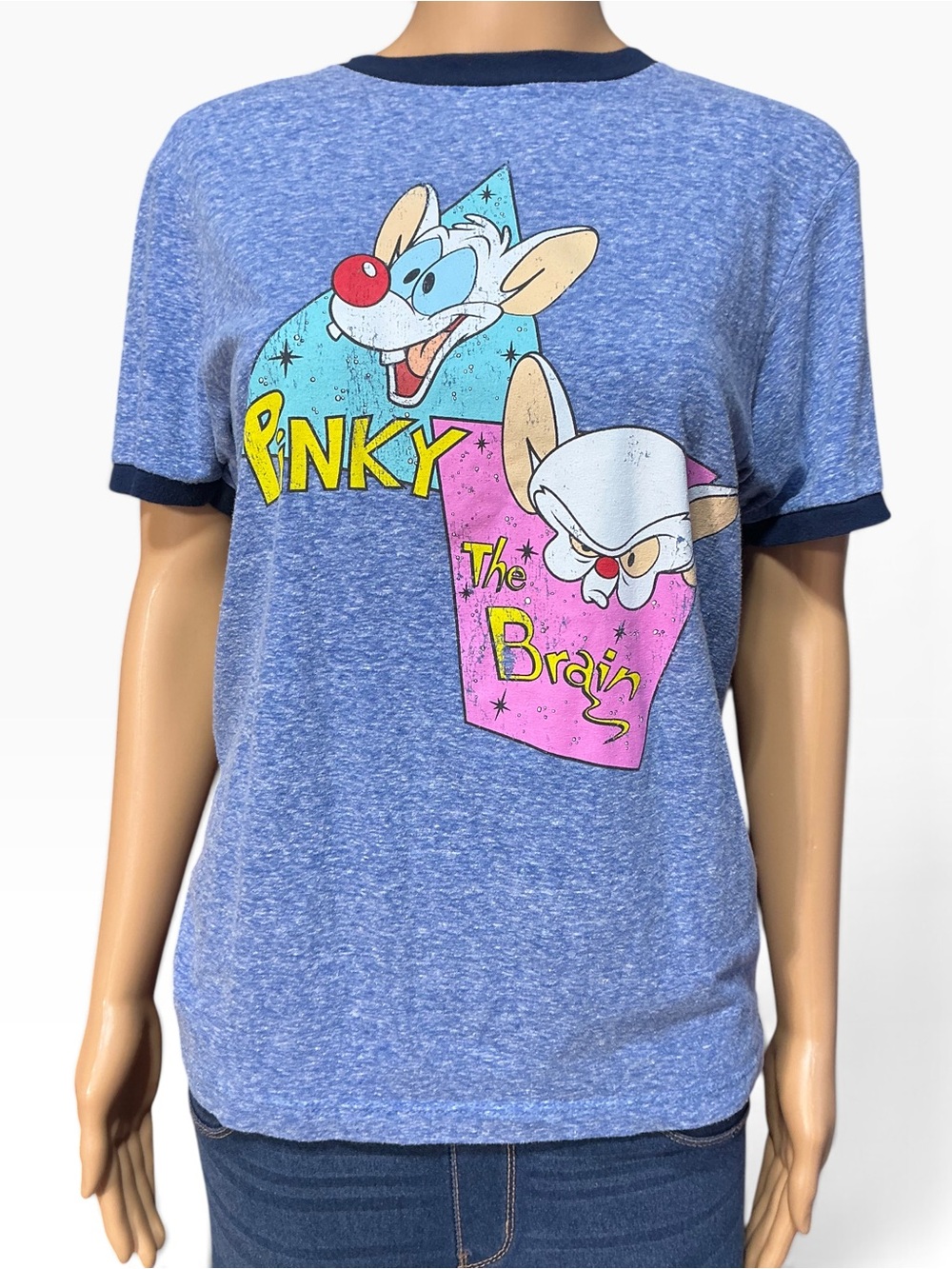 Pinky and The Brain Blue Ringer Tee - Women’s Short Sleeve Graphic Tee